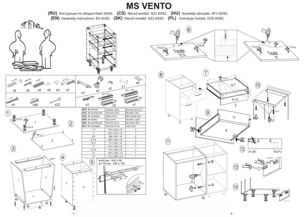 Instrukcja montażu szafki Vento D3S 40 82