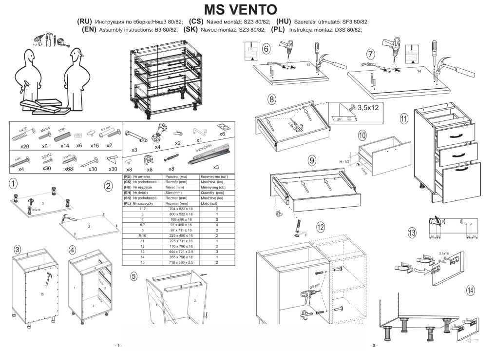 Instrukcja montażu szafki Vento D3S 80 82