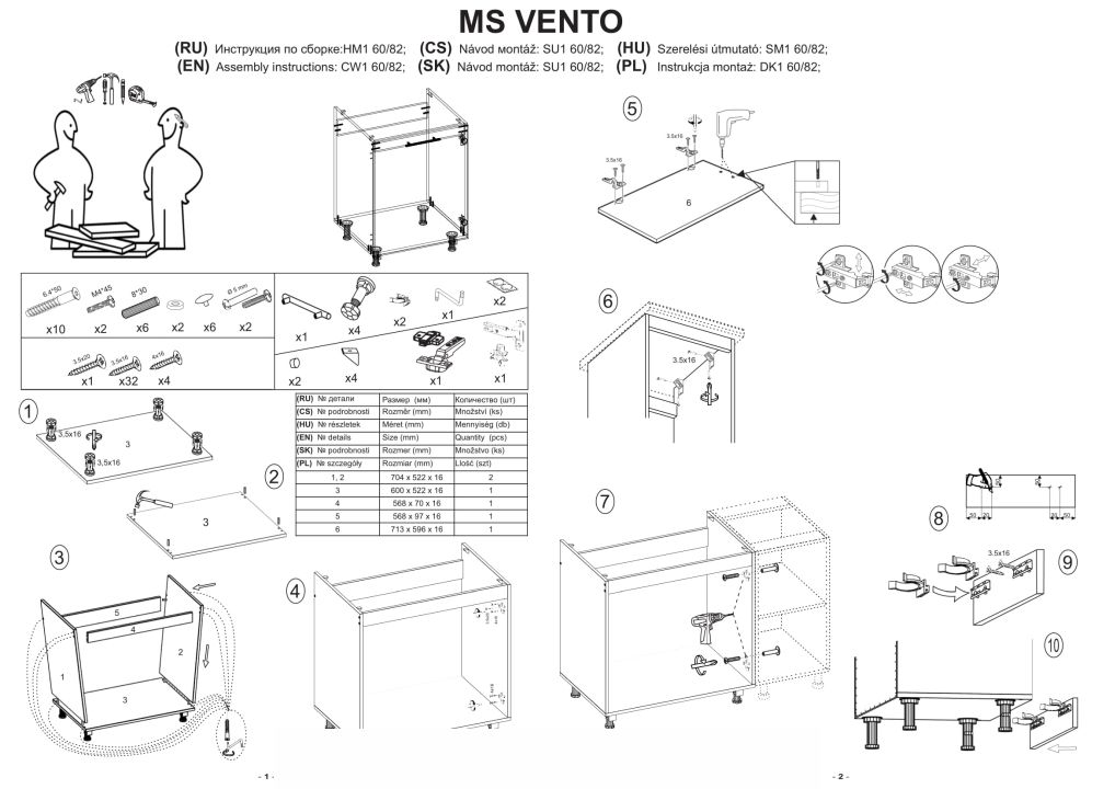 Instrukcja montażu szafki Vento Dk 60 82