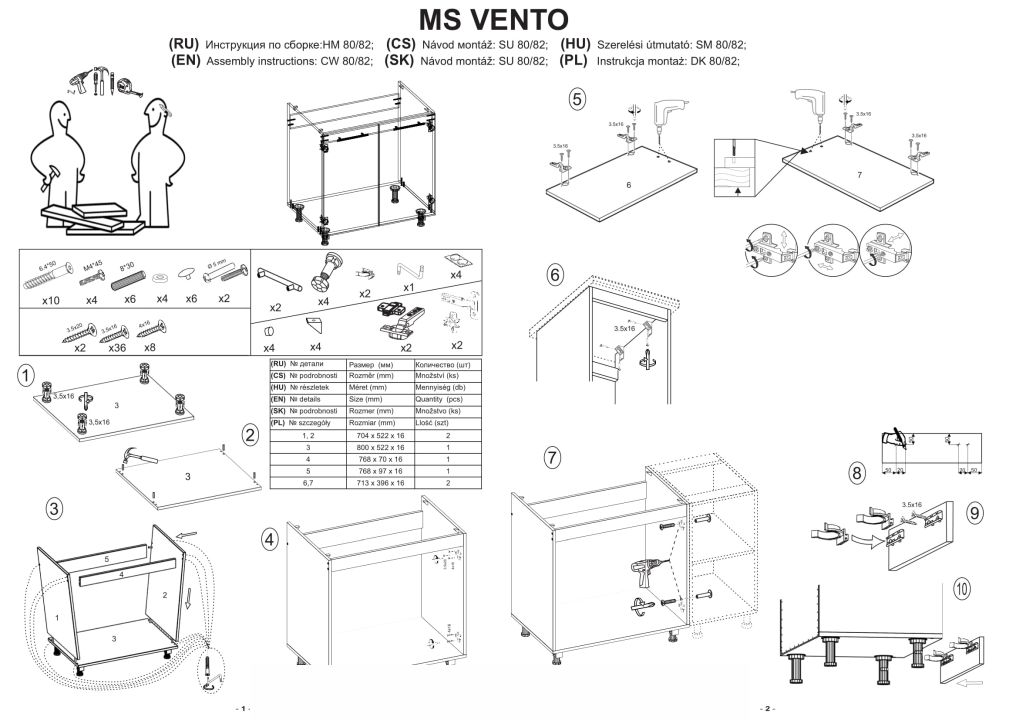 Instrukcja montażu szafki Vento Dk 80 82