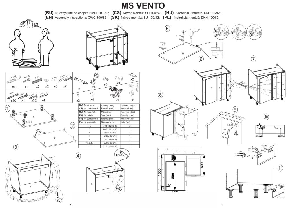Instrukcja montażu szafki Vento Dkn 100 82