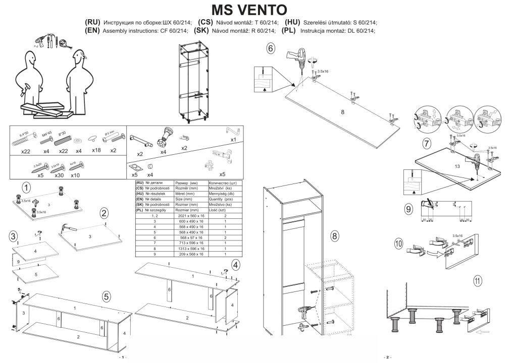 Instrukcja montażu szafki Vento Dl 60 214