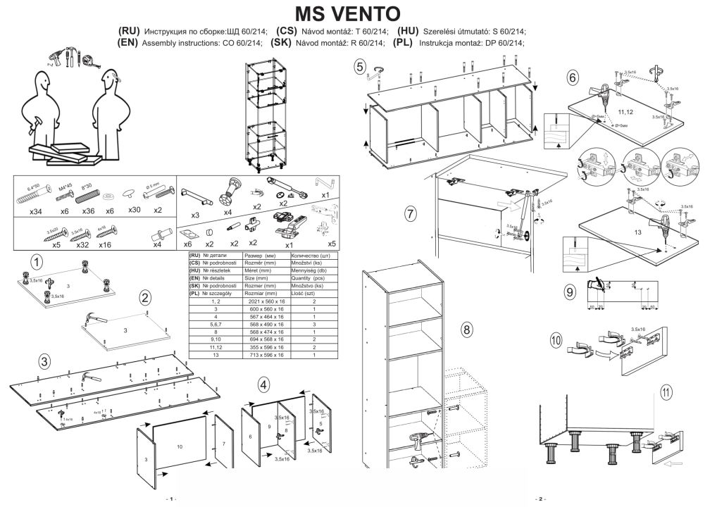 Instrukcja montażu szafki Vento Dp 60 214
