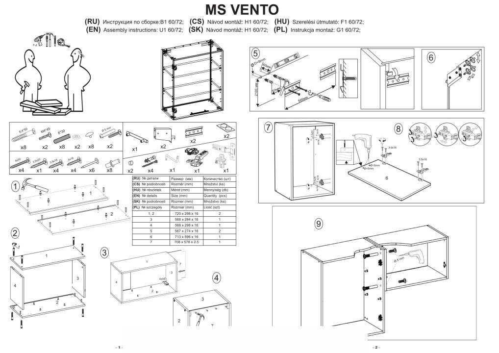 Instrukcja montażu szafki Vento G 25 72