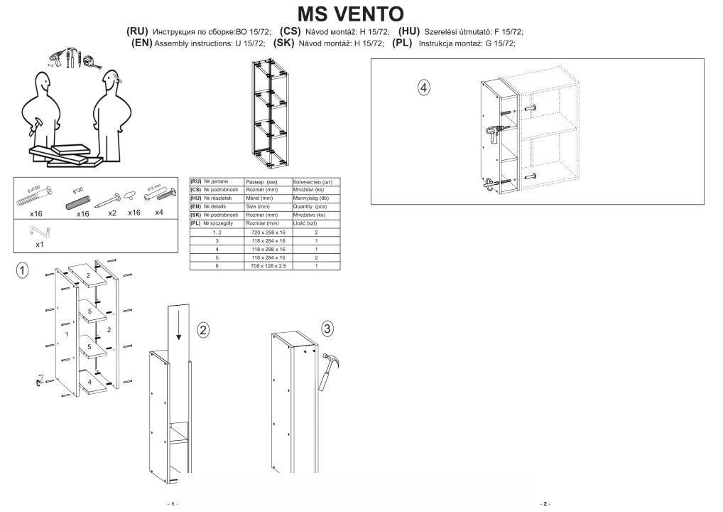 Instrukcja montażu szafki Vento G 25 72