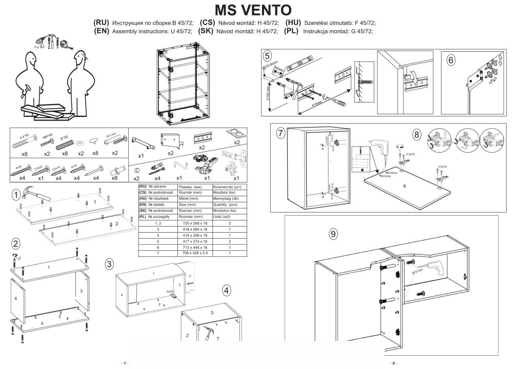 Instrukcja montażu szafki Vento G 30 72