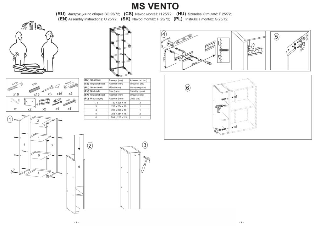 Instrukcja montażu szafki Vento G 45 72