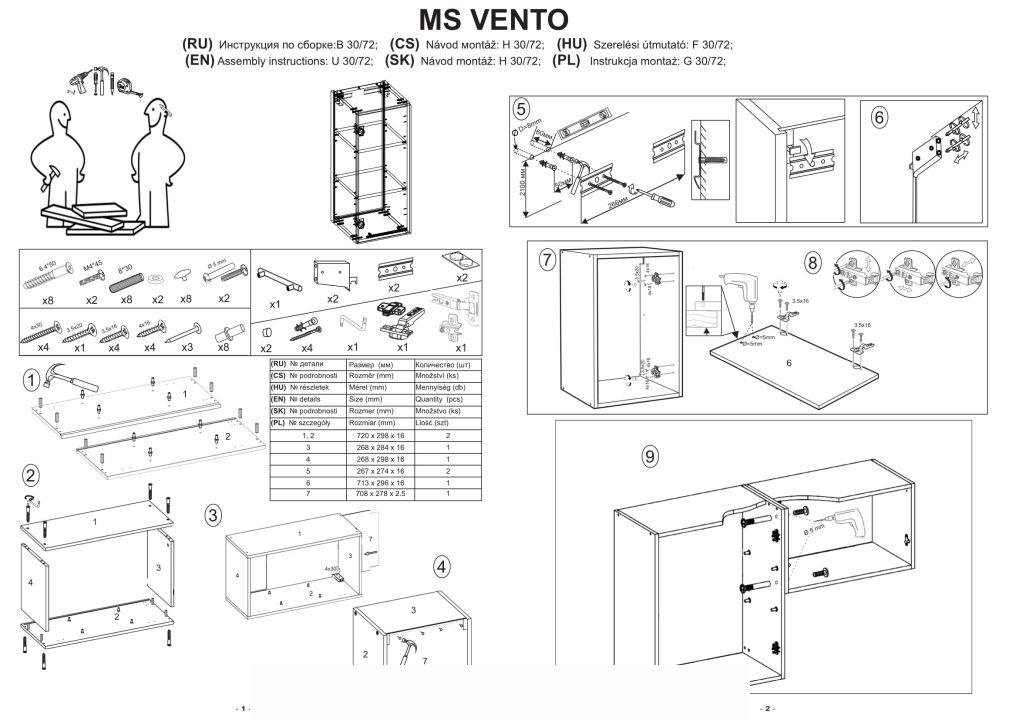 Instrukcja montażu szafki Vento G 45 72