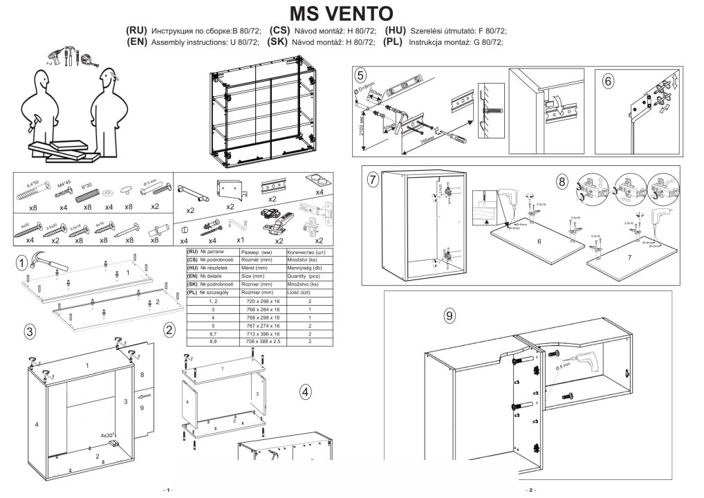 Instrukcja montażu szafki Vento G 60 72