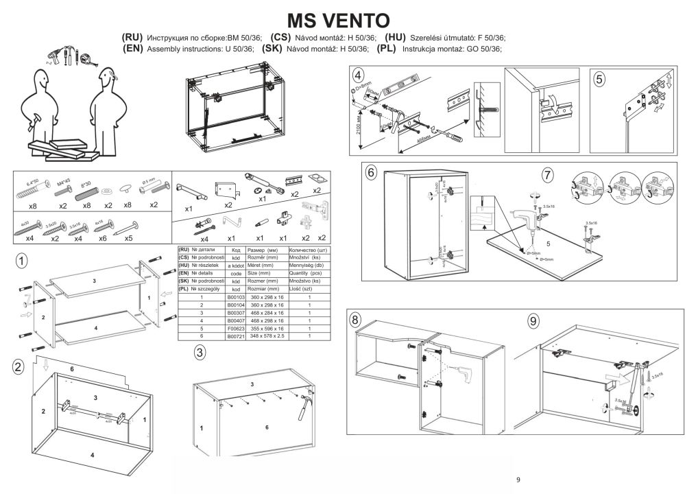 Instrukcja montażu szafki Vento Go 50 36