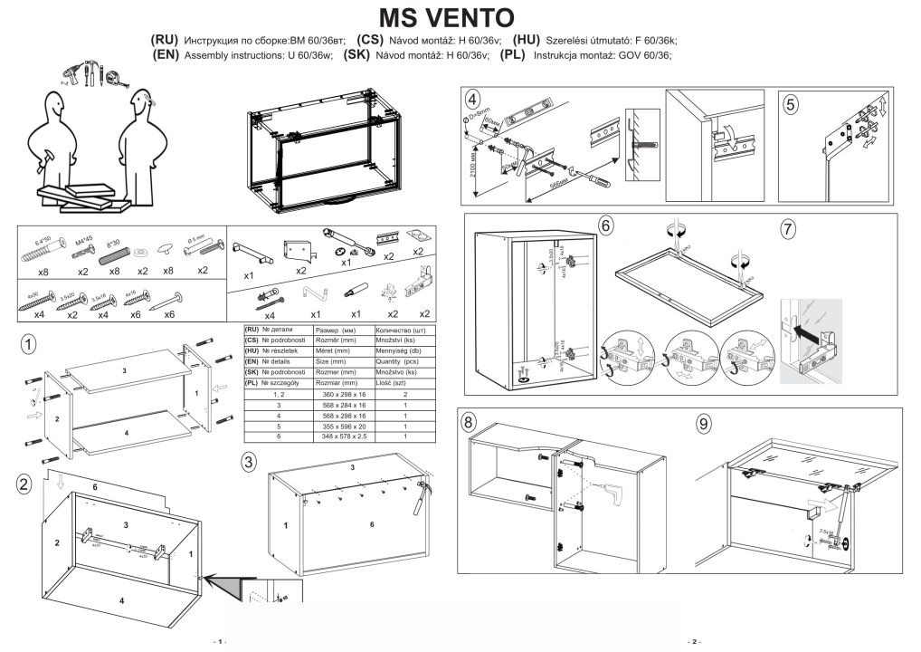 Instrukcja montażu szafki Vento Gov 60 36