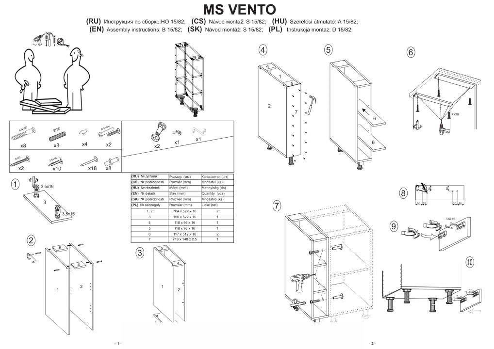 Instrukcja montażu Vento Dm 60 72