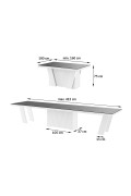 Stół rozkładany Grande 160 - 412 cm Szary / Biały Wysoki połysk