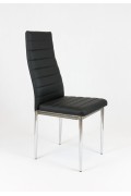Sk Design Ks001 Czarne Krzesło Z Eko-Skóry, Chromowane Nogi