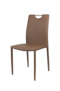 Sk Design Ks006 Brązowe Krzesło Z Ekoskóry Na Metalowym Obszytym Stelażu