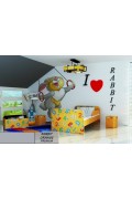 Łóżko dla dziecka tapicerowane RABBIT ORANGE PREMIUM z materacem 160x80cm - versito