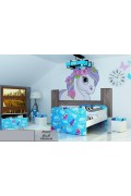 Łóżko dla dziecka tapicerowane PONY BLUE PREMIUM z materacem 140x80cm - versito