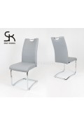 Sk Design Ks030 Szare Krzesło Z Ekoskóry Na Chromowanym Stelażu