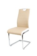 Sk Design Ks037 Beżowe Krzesło Z Ekoskóry Na Stelażu Chromowanym
