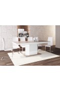Stół Amigo cappuccino połysk + 6 Krzesło K104 biały/biały ekoskóra