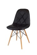 Sk Design Ks007 Czarne Krzesło Z Ekoskóry Na Drewnianych Nogach