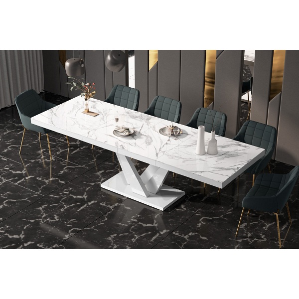 Stół rozkładany VEGAS 160-256 cm Marble White ( Marmur / Biały )