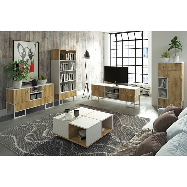 Stolik kawowy Korsa Biały + dąb / White + oak