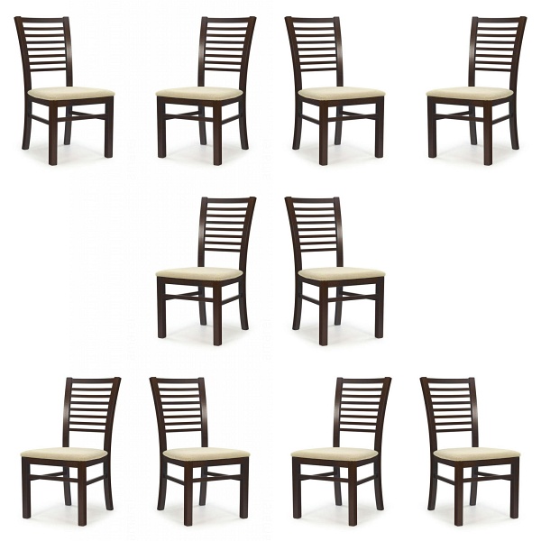 Dziesięć krzeseł ciemny orzech tapicerowanych - 2470