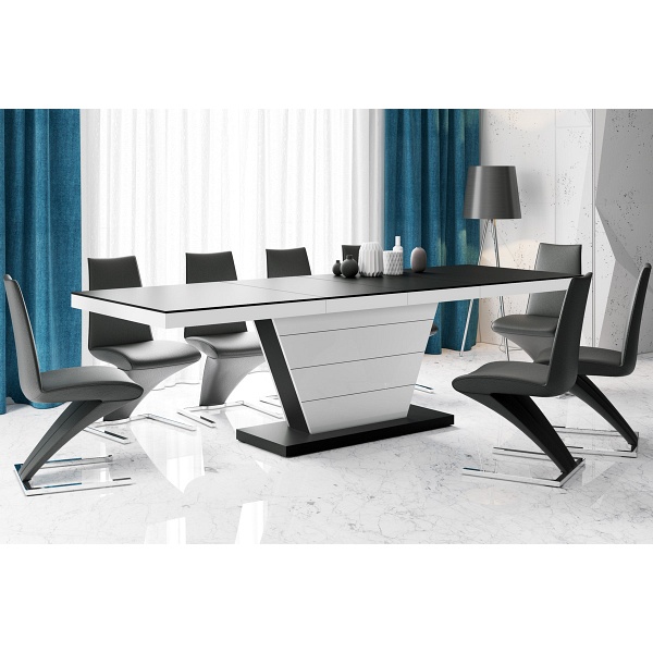 Stół Vega czarny Mat + biały Połysk - Hubertus Meble