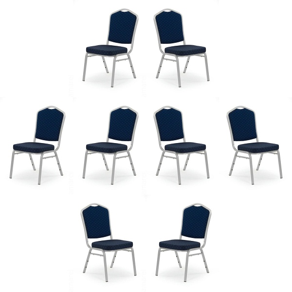 Osiem krzeseł niebieskich, stelaż srebrny - 4137