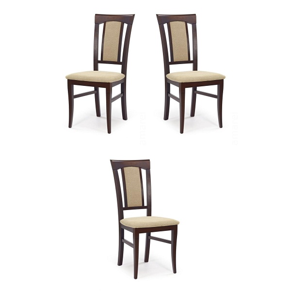 Trzy krzesła tapicerowane  ciemny orzech - 2265