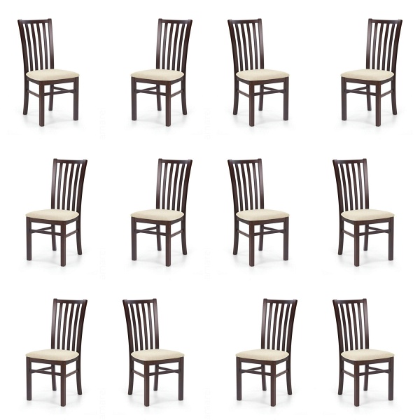Dwanaście krzeseł ciemny orzech tapicerowanych - 5937