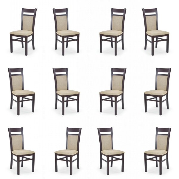Dwanaście krzeseł ciemny orzech tapicerowanych - 0992