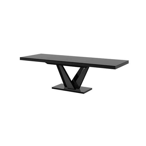 Stół rozkładany VEGAS 160-256 cm Czarny / Czarny Wysoki połysk