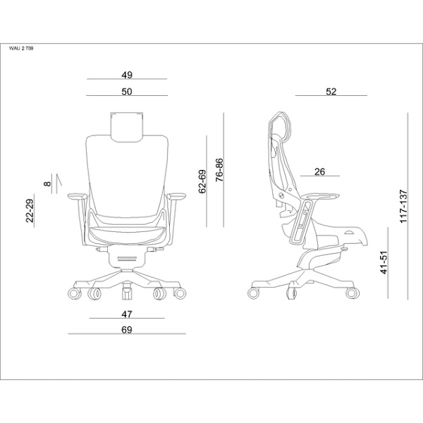 Fotel biurowy Wau 2 biały tkanina - Unique