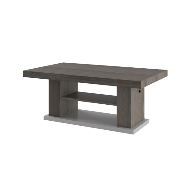 Ława Matera 2 blat/noga: biały połysk + podstawa: szary - Hubertus Meble