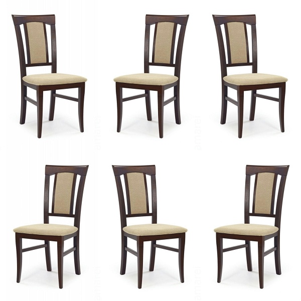 Sześć krzeseł tapicerowanych ciemny orzech - 2265
