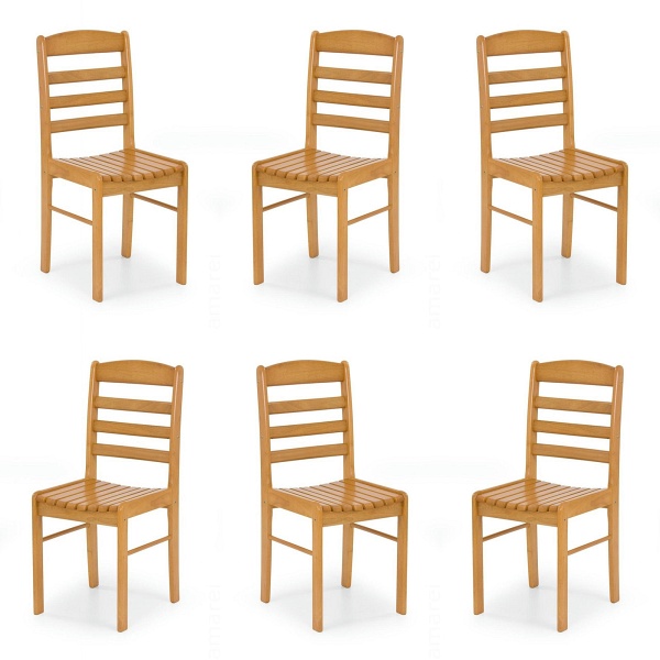Sześć krzeseł olcha złota - 6732