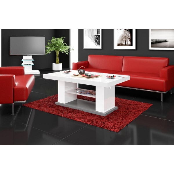 Ława Matera 2 blat/noga: czarny połysk + podstawa: szary - Hubertus Mebl