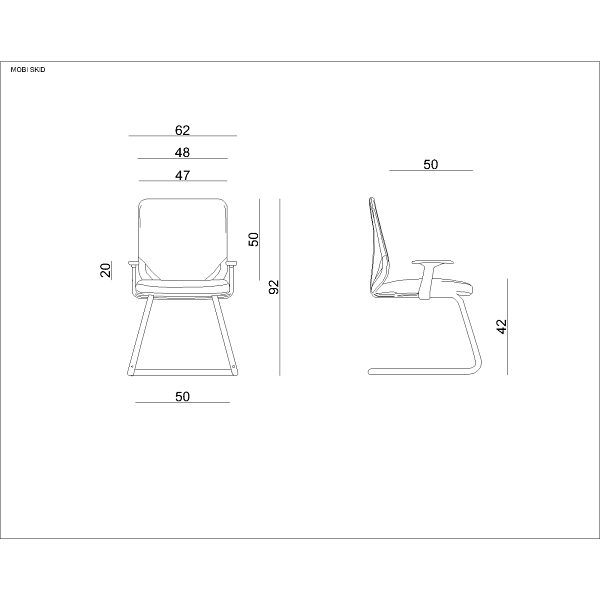 Krzesło biurowe Mobi Skid / żółty - Unique