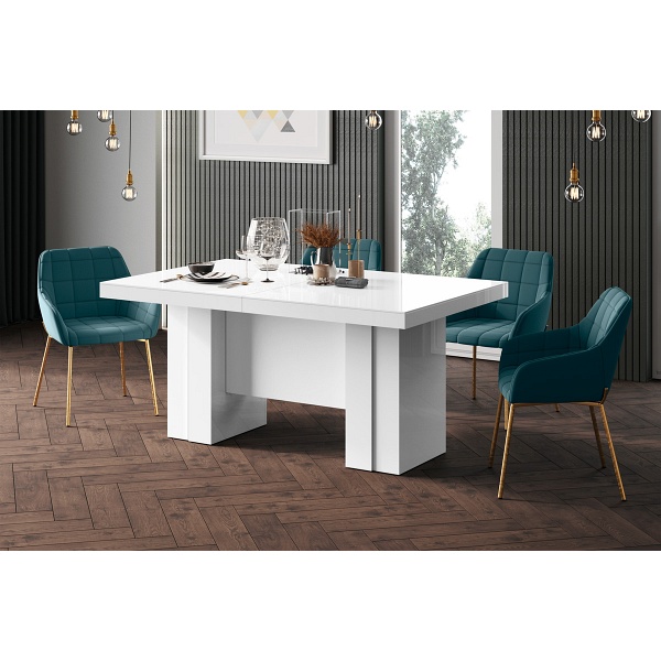 Stół rozkładany LARGO 160-400 cm Biały / Biały Wysoki połysk