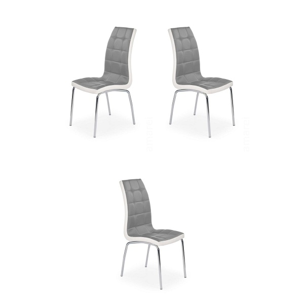 Trzy krzesła popielato / białe - 1210
