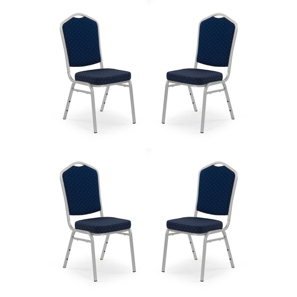 Cztery krzesła niebieskie, stelaż srebrny - 4137