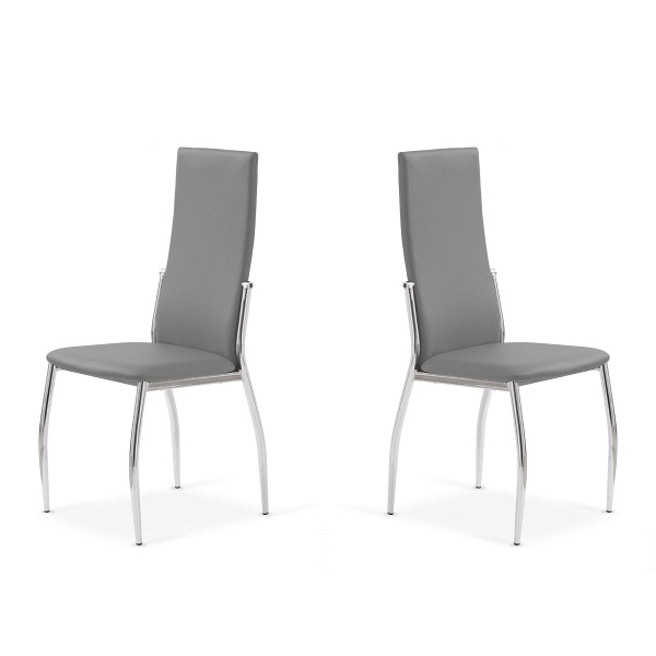 Dwa krzesła popielate chrom - 6803
