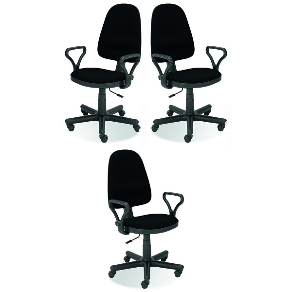Trzy krzesła biurowe  czarne - 6114