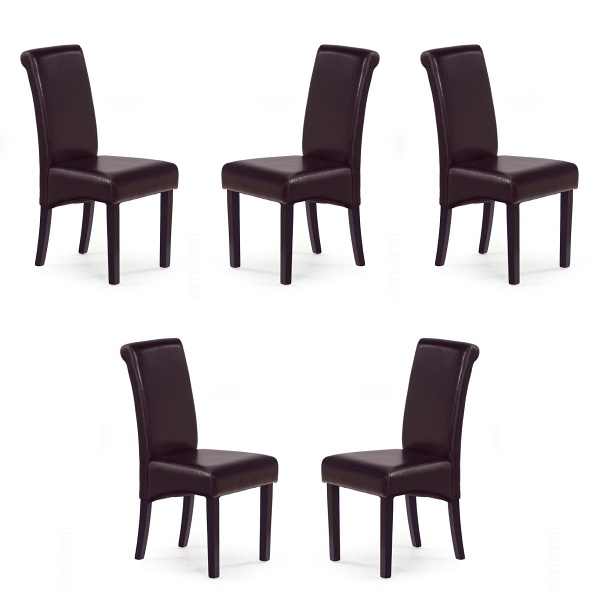 Pięć krzeseł wenge / ciemny brąz - 7655