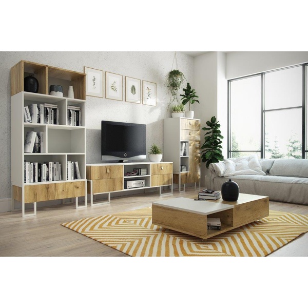 Stolik kawowy Platt Dąb + biel arktyczna