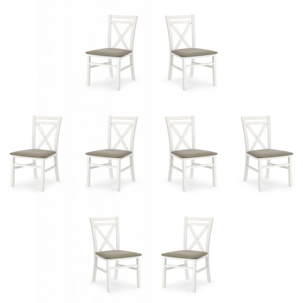 Osiem krzeseł białych tapicerowanych - 5189