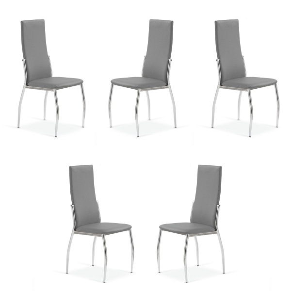 Pięć krzeseł popielatych / chrom - 6803