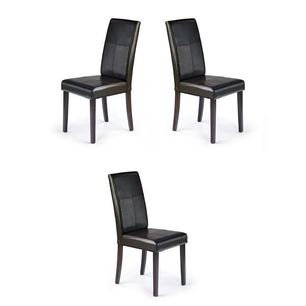 Trzy krzesła  wenge ciemno brązowe - 7006